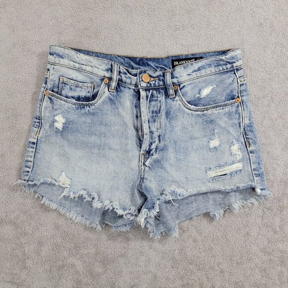 Blanknyc Womens Distressed Light Blue Denim Shorts Size 28  JCT - Picture 1 of 7